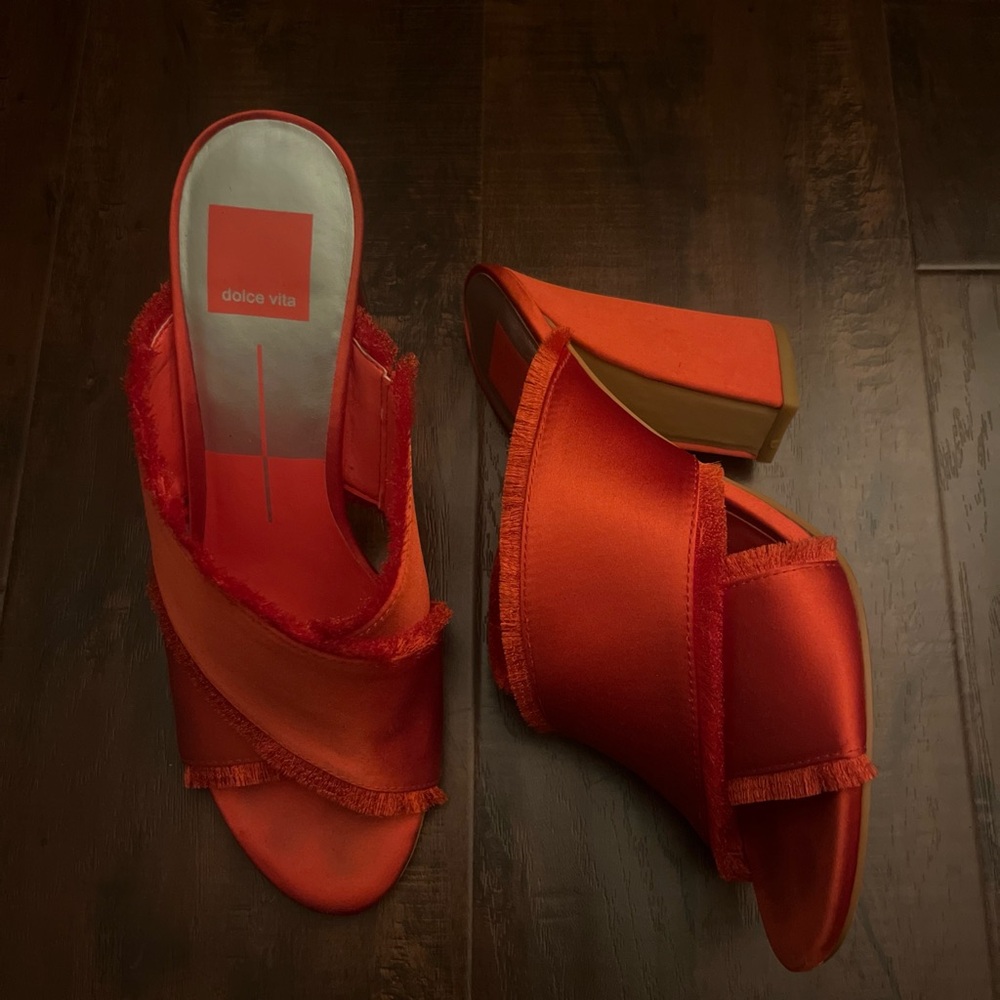 Dolce Vita Women's Orange Red Satin Mules